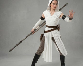 Star Wars Rey White Cosplay Costume The Rise of Sky walker Rey Jedi Outfit Full Set For women.