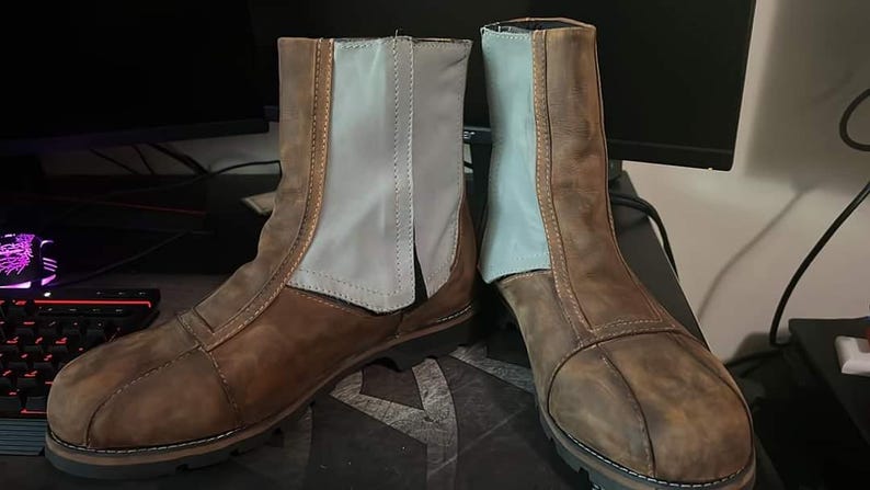Starwars Mandalorian stiefel, Mandalorian schuhe echt Leder, Mando Schuhe, die mandalorianer Herren Schuhe, Din Djarin Stiefel für Cosplay. Bild 3