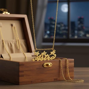 Personalized Handwriting Name Necklace – Cursive Star Jewelry Gift for Her