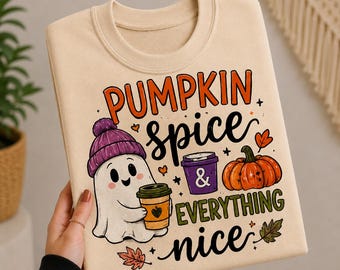 Ghost Coffee PNG, Pumpkin Spice Autumn Sublimation Design (Digital Download)