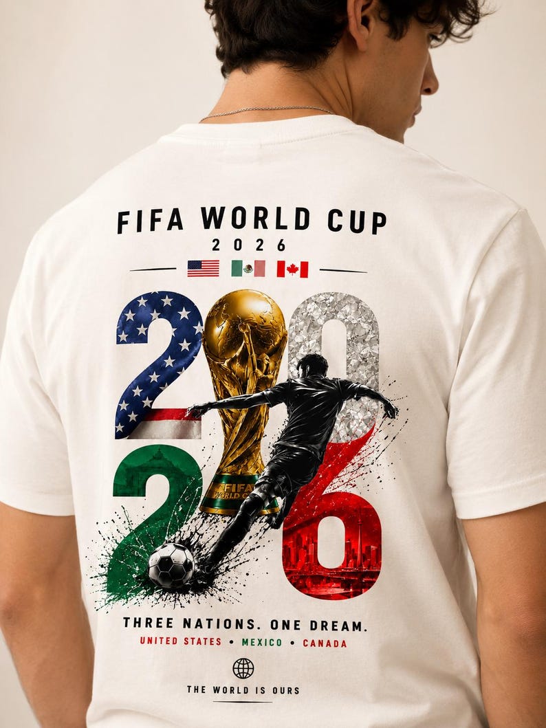 FIFA World Cup 2026 Png, Three Nations One Dream Sublimation, Soccer DTF Transfer, USA Mexico Canada Png, World Cup Trophy Png, image 1