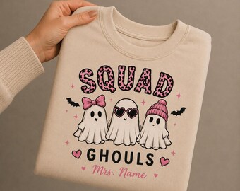 Squad Ghouls PNG, Benutzerdefinierte Lehrer-PNG, Ghost Squad PNG, Personalisierte Halloween-PNG, Halloween-Sublimations-PNG, Benutzerdefinierte Geister-PNG-Designs
