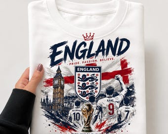 England Soccer Fan PNG, FIFA World Cup 2026 Design (Digital Download)