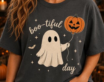 Boo Tiful Day PNG, Niedlicher Geist PNG, Halloween-Geist PNG, Kürbisballon PNG, Halloween-Sublimations-PNG, Retro-Halloween-PNG, Geister-PNGs