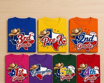 Texas Grade Bundle PNG, Cowboy Hat School Designs (Digital Download)
