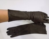 Vintage 50s or 60s Brown Kid Leather Mid Length Gloves