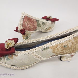 Floral Damask Rococo Heels: Marie Antoinette Cosplay Shoes (6.5M-7M)
