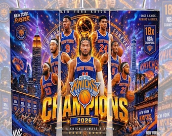 Adesivo per bicchiere termico New York Knicks Basketball PNG / Design per sublimazione per tifosi sportivi (Download digitale)