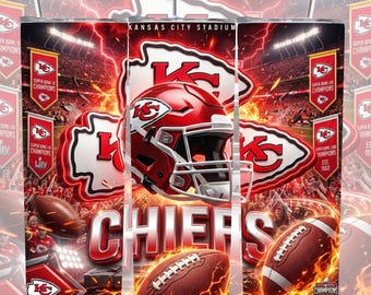Adesivo per bicchiere termico Chiefs Football PNG / Design per sublimazione slim da 20 oz (download digitale)