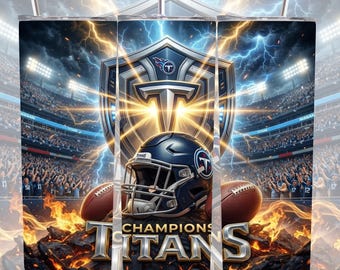 Adesivo per bicchiere termico Titan Football PNG / Design per sublimazione skinny da 20 oz / Download digitale per appassionati di sport