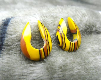 Yellow Tiger Eye Double Flare Stone Plug: Handmade Gauges (Pair)