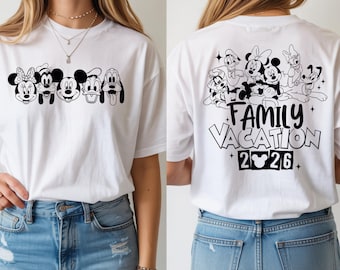 Disney 2026 Family Vacation Shirt, Disneyworld Mickey and Friends, Disney Family Matching, Disney Family 2026 Shirts, Retro Disneyworld Trip