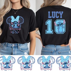 Custom Stitch Birthday Girl Shirt, Matching Birthday Family Shirt, Disney Stitch Bday Party Gift, Disney Birthday Crew Shirt, Birthday Trip bild 1