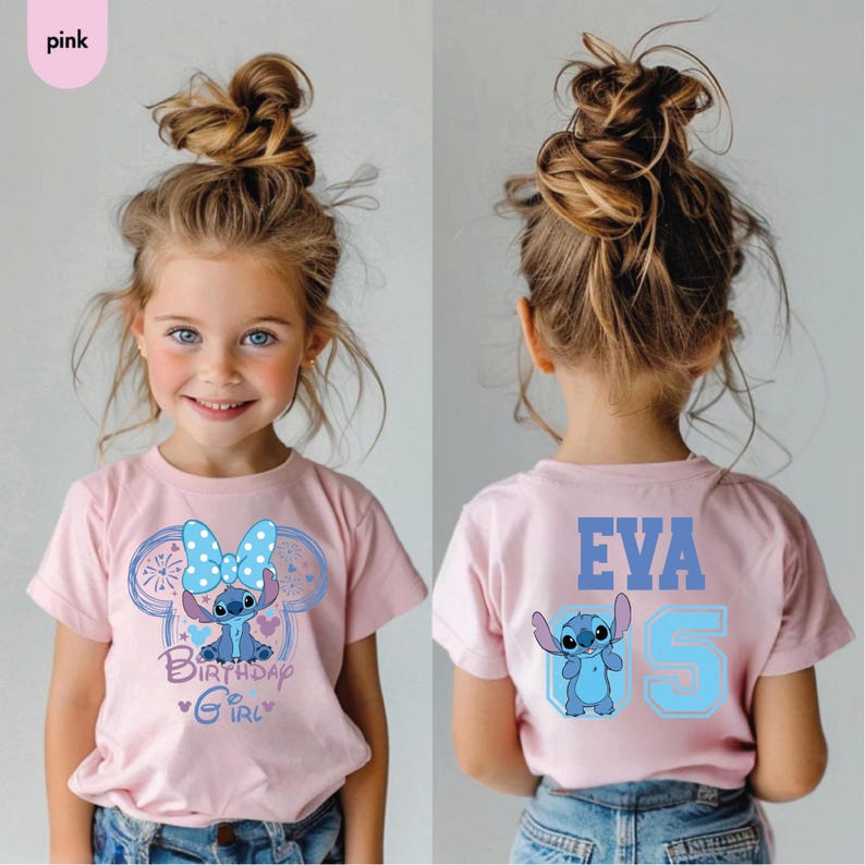 Custom Stitch Birthday Girl Shirt, Matching Birthday Family Shirt, Disney Stitch Bday Party Gift, Disney Birthday Crew Shirt, Birthday Trip bild 4