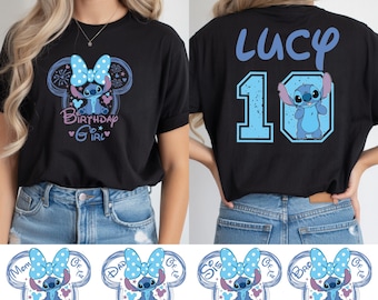 Custom Stitch Birthday Girl Shirt, Matching Birthday Family Shirt, Disney Stitch Bday Party Gift, Disney Birthday Crew Shirt, Birthday Trip