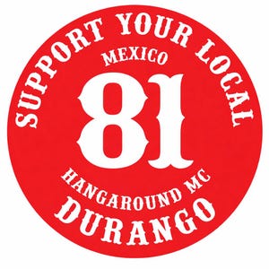 Support Local 81 Durango Mexico MC Patch, Red Biker Motorcycle Club Embroidered Sew-on Item
