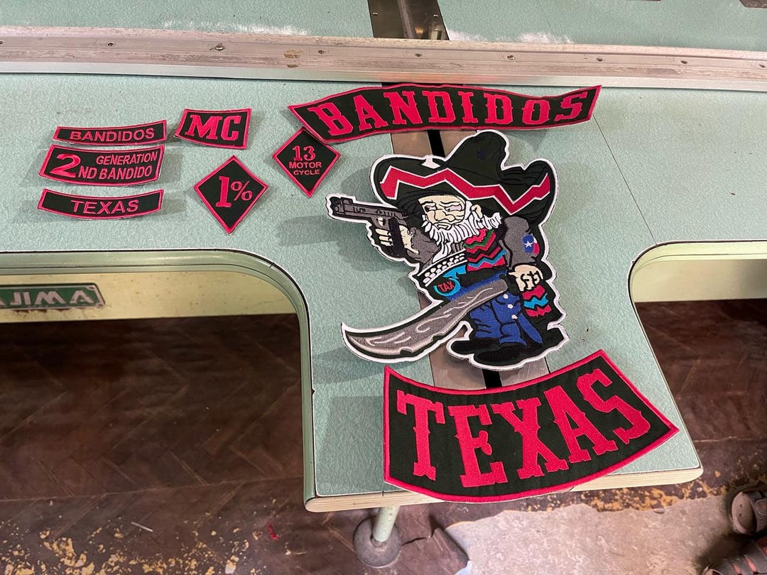 Bandidos Embroidered Biker Patch Set, MC Style Texas Rocker Jacket Vest ...