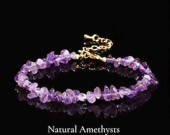 Natürliches Amethyst Chip Armband: Bali Boho verstellbare Kette Schmuck
