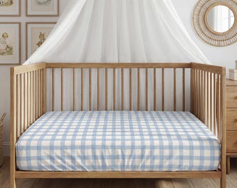 Blau Vichy Karo Spannbettlaken für das Babybett