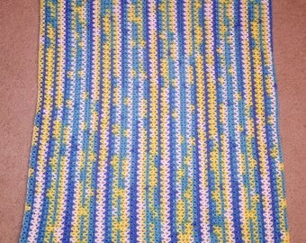 Blue, Teal, Yellow and White Baby Blanket