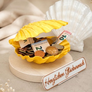 Geldgeschenk "Geldmuschel", personalisierbares Hochzeitsgeschenk, Wunscherfüller, Geldgeschenk Geburtstag, Hochzeit, Jugendweihe, Jubiläum