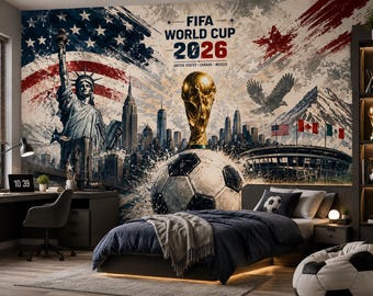 Soccer Wallpaper FIFA 2026 Mural World Cup Wall Paper Football Gamer Mural Removable