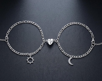 Sun Moon Magnetic Couple Bracelets: Matching Set for Long Distance Relationships