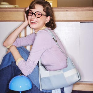 Neue Leder Patchwork Damen Umhängetasche