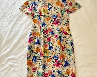 Maggy London 100% Silk Floral Dress Sz 6 Y2K Mother of Bride Garden Wedding