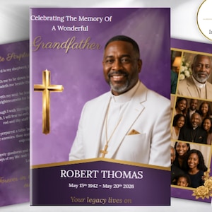 Purple Gold Funeral Pattern, 10-seitiges Booklet zur Feier des Lebens (Digitaler Download)