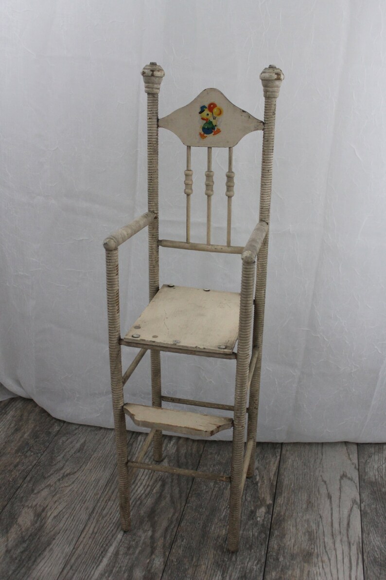 Vintage Victorian 1900s Doll High Chair Original Paint Image 0