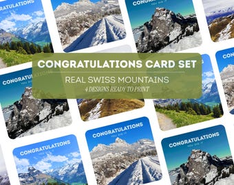 Jeu de cartes de félicitations, montagnes suisses - impression numérique