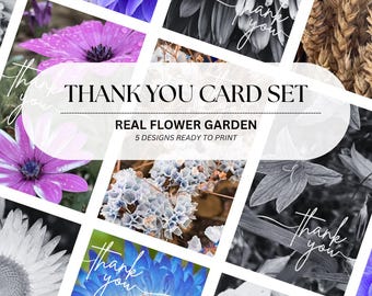 Cartes de remerciement avec de vraies fleurs - Impression numérique