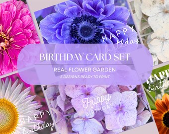 Cartes d'anniversaire avec de vraies fleurs - Impression numérique