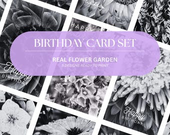 Set de cartes d'anniversaire Vraies fleurs - Impression numérique