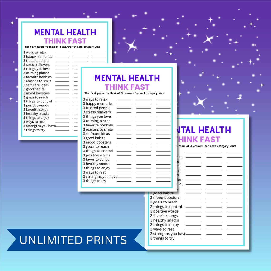 Think Fast Worksheet.pdf Mental Health Think Fast Game | Printable Brain Training, Anxiety ...