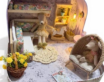 Maileg Dollhouse Suitcase Travel House Furniture Included