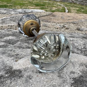 Octagon Glass Antique Brass Doorknobs