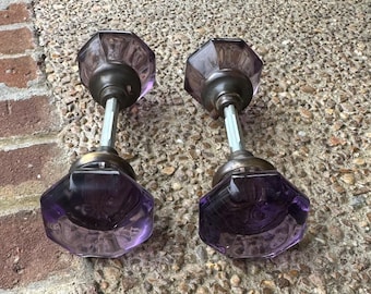 Purple Doorknobs Glass Knobs Old door Knob Brass