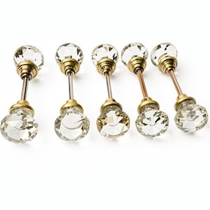 Juego de pomos de puerta vintage de cristal transparente