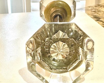 Vintage Glass Doorknob Set Brass