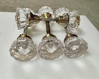 Vintage Glass Brass Doorknobs