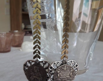 Religious italian assemblage dangle earring silver brass vintage  Santa Maria medal heart jewelry Atelier Paris Connie Foster Etsy boho