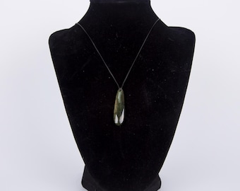 Natural Nephrite Jade Teardrop Pendant on Adjustable Cord - Lucky Jade Necklace