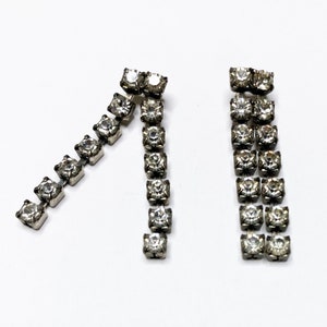 Vintage 1980's Art Deco 1940's Style Rhinestone Dangle Drop Pierced Earrings for Bridal Party Prom or Formal Events image 5