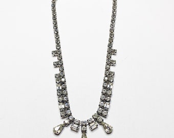 Vintage Art Deco 1940's Style Rhinestone Necklace for Bridal Party Prom or Formal Events