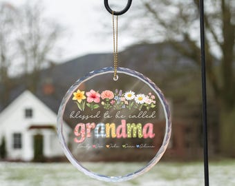 Blessed to Be Called Grandma, Custom Name Ornament Crystal Gift for Nana Mama Mamaw
