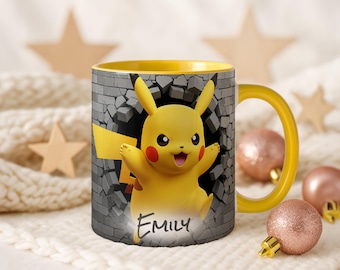 Pikachu Mug Personalized Name 11oz Accent Coffee Cup Pokemon Trainer Gift