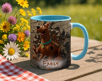 Scooby Doo 3D Mug Personalized Name 11oz Accent Coffee Cup Mystery Cartoon Gift