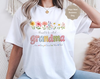 Custom Grandma Shirt, Personalized Nana Mama Mamaw Granny with Names Gift